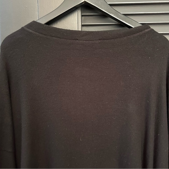 Beautiful People Black Tencel and Silk Top w/Frayed Sheer Panel Bottom, Size Med - Picture 10 of 11